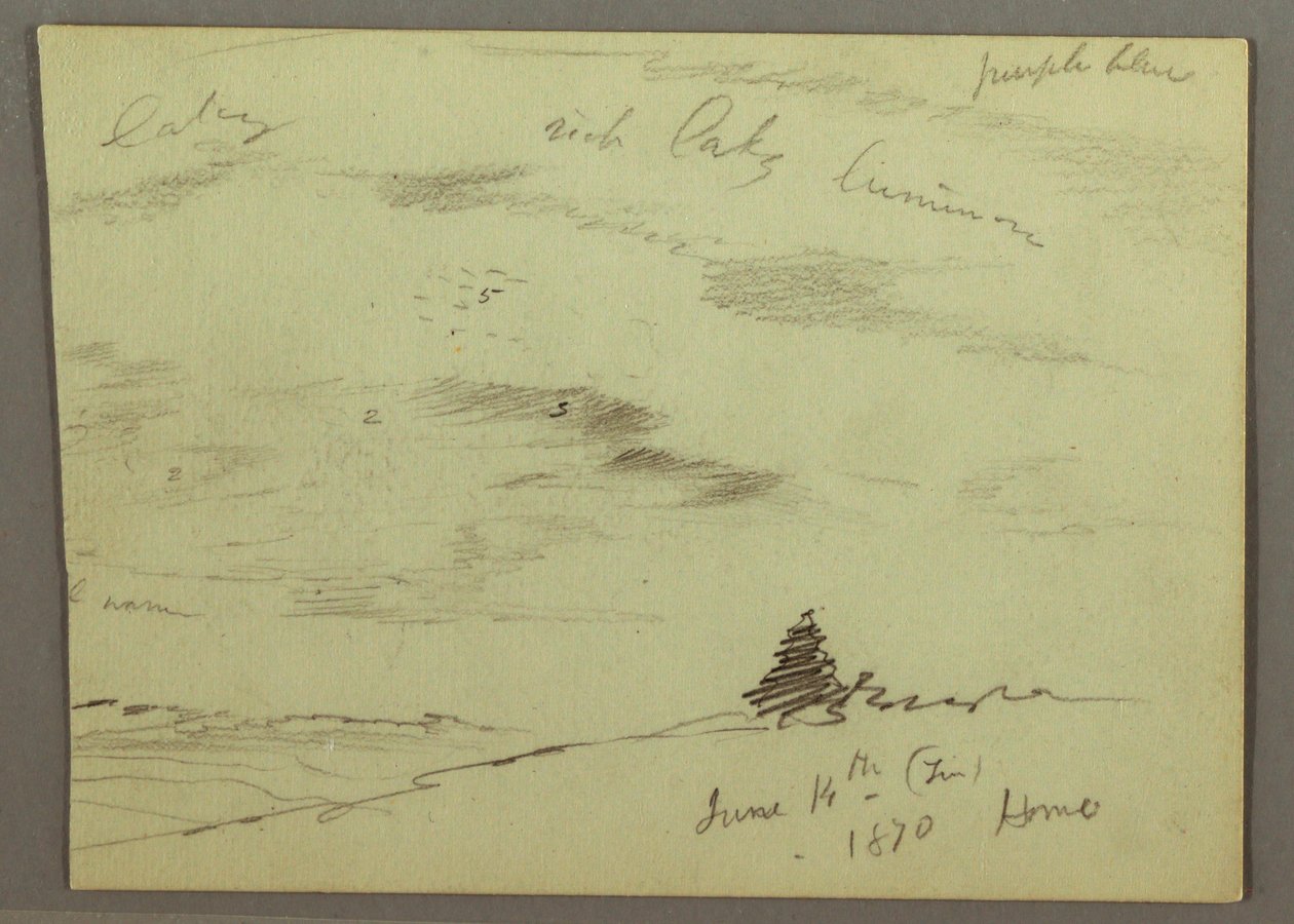 Piirros, Pilvinen taivas, rinne, 1870 tekijältä Frederic Edwin Church