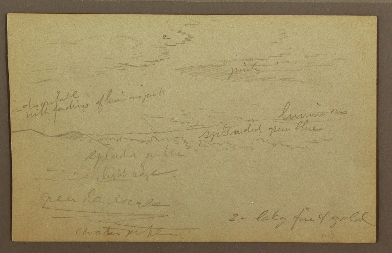 Piirros, Pilvinen taivas, mahdollisesti 1860-luku tekijältä Frederic Edwin Church