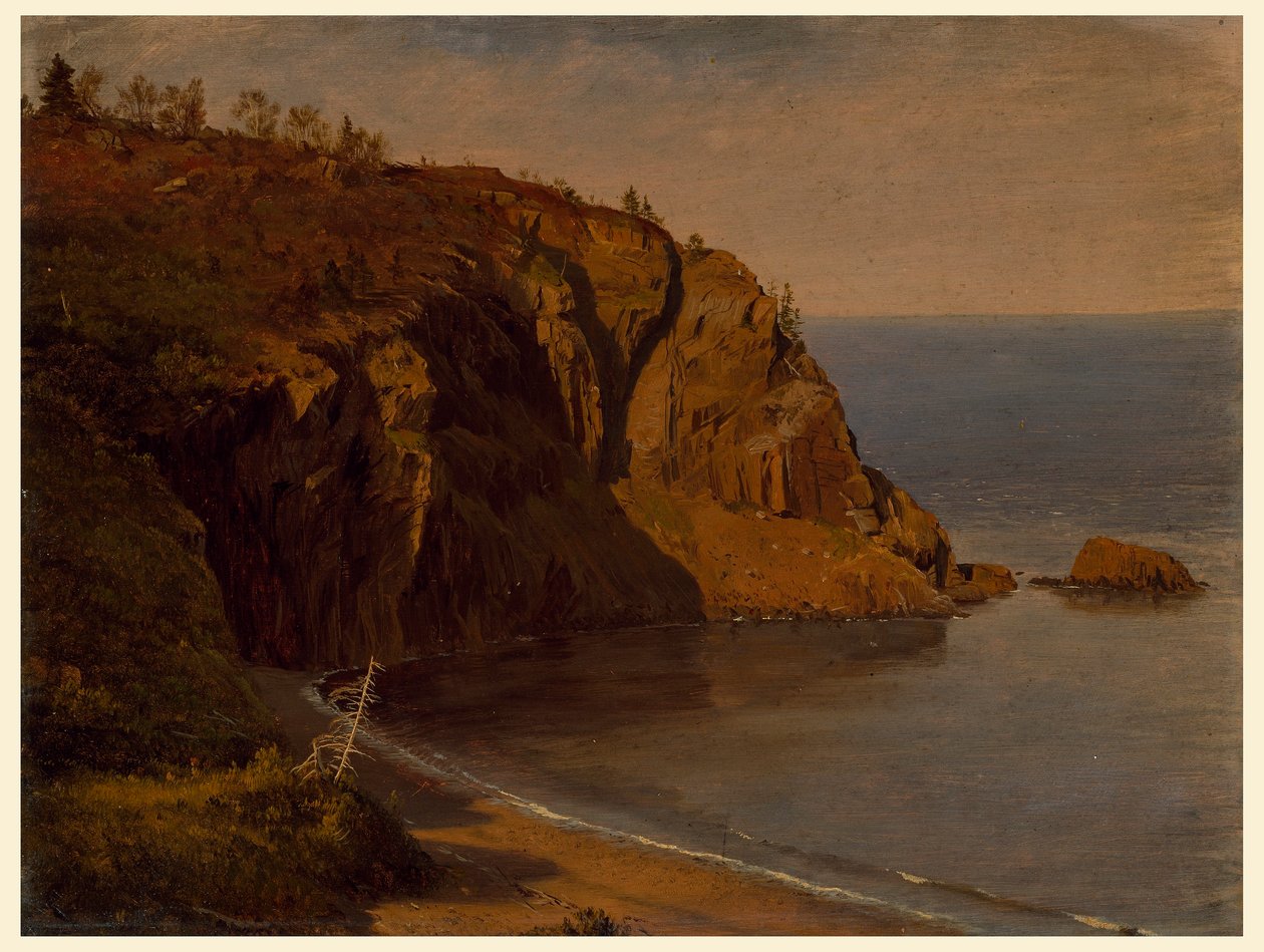 Piirros, Grand Mananin saaren rannikko, Kanada, elo- tai syyskuu 1851. tekijältä Frederic Edwin Church