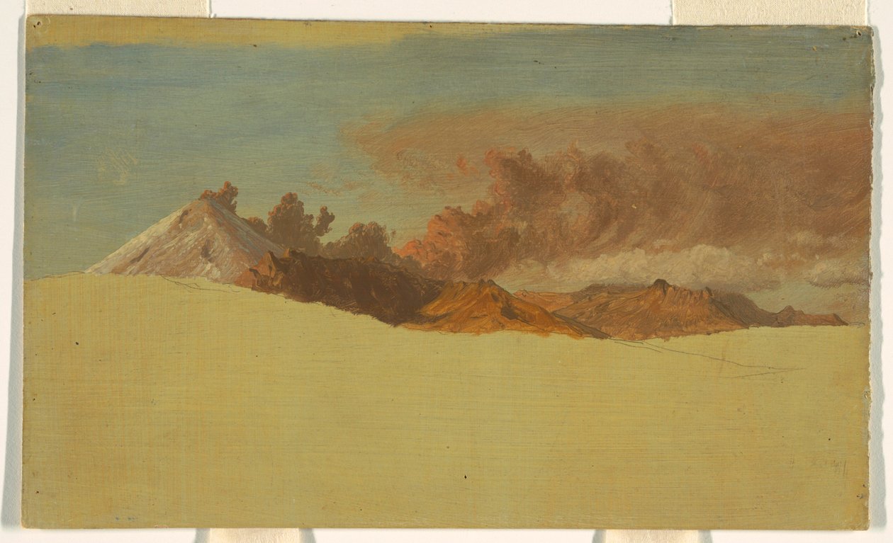 Piirros, Cotopaxi nähtynä Ambatosta, Ecuador, 1853. tekijältä Frederic Edwin Church