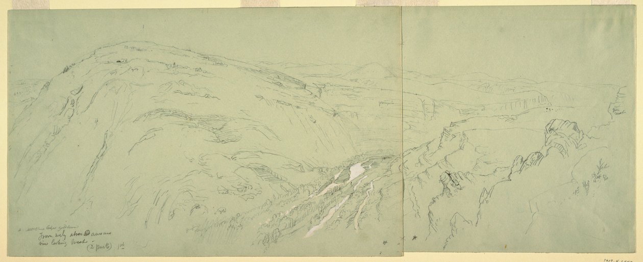 Piirros, Kaukaisnäkymä Damaskoksesta, Syyria, 1868 tekijältä Frederic Edwin Church