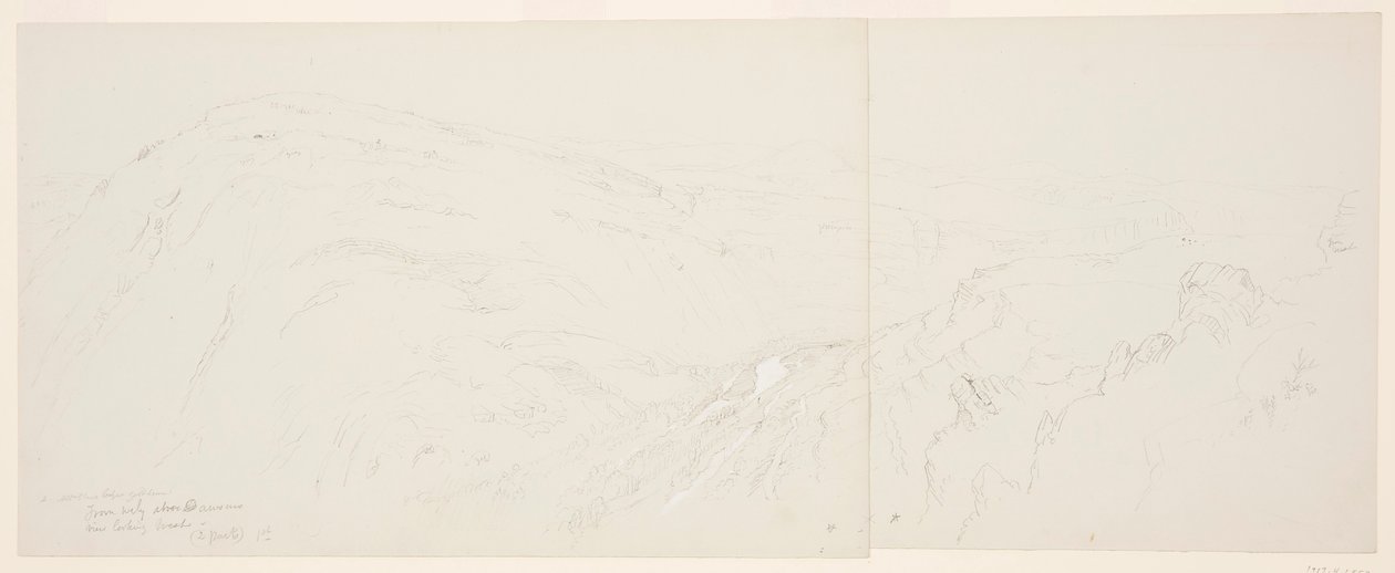 Piirros, Kaukaisnäkymä Damaskoksesta, Syyria, 7. toukokuuta 1868. tekijältä Frederic Edwin Church