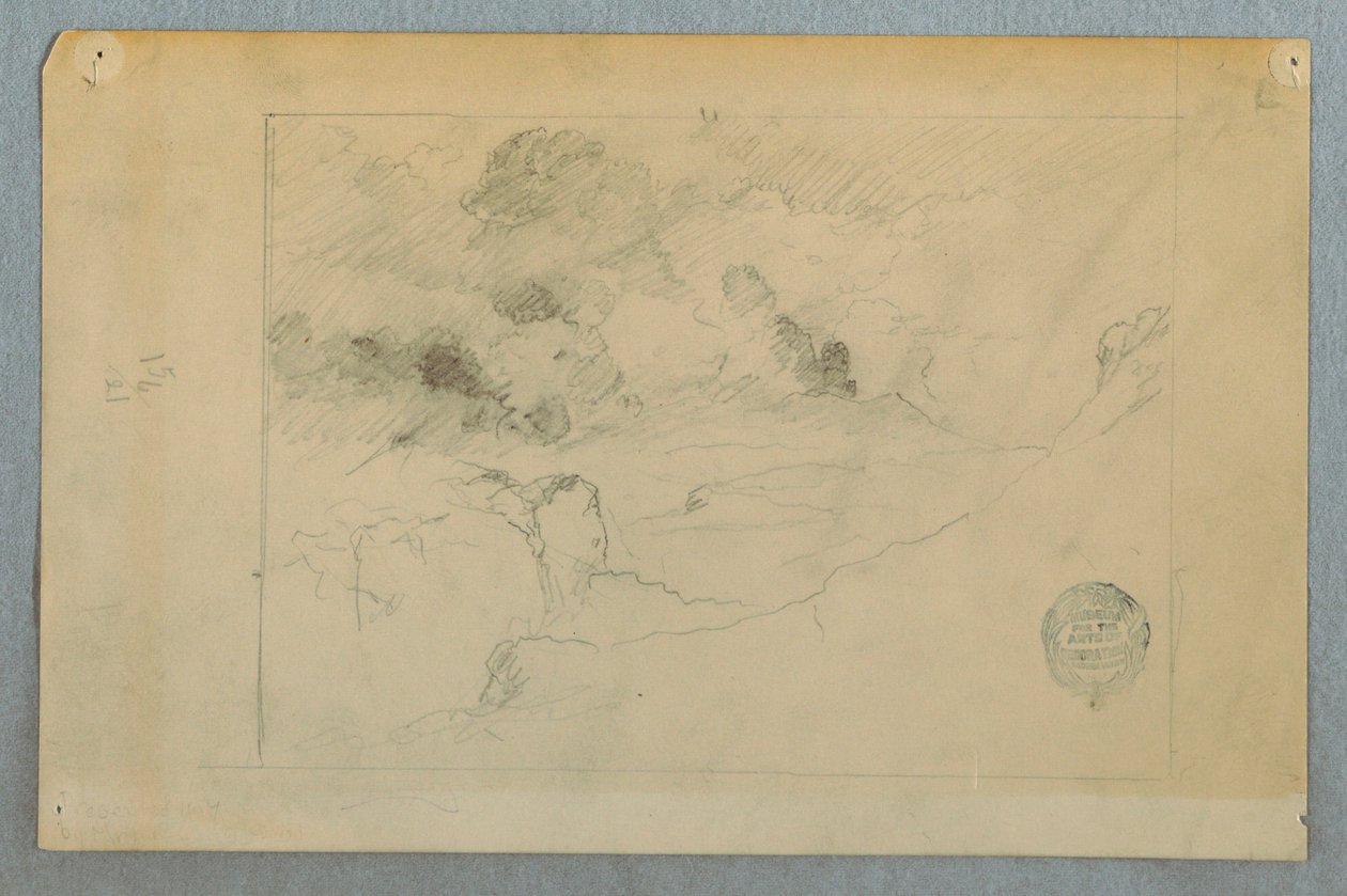 Piirros, Kaukaisnäkymä Sangay-tulivuoren purkautumisesta, Ecuador, 1857-62. tekijältä Frederic Edwin Church