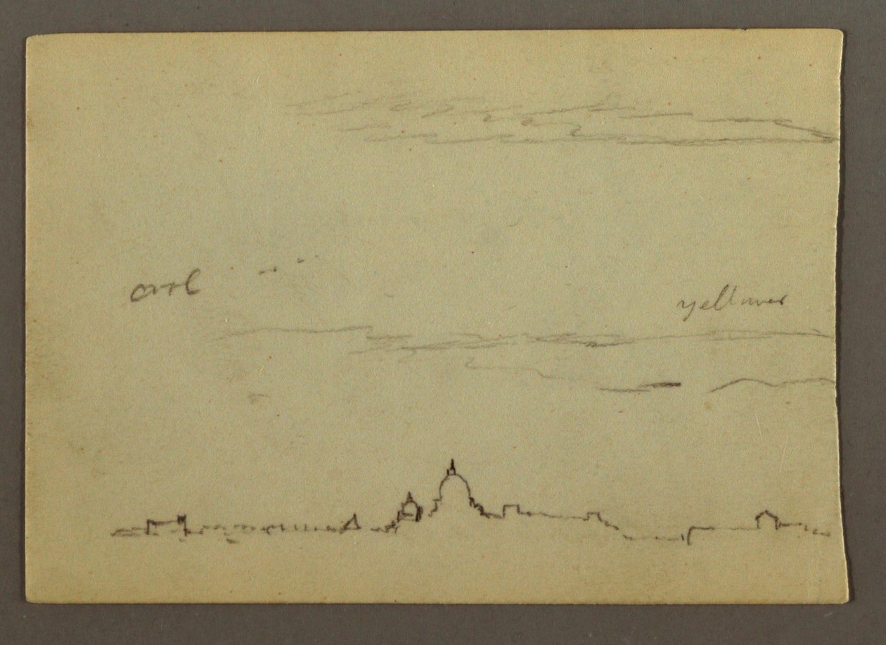 Piirros, Kaukaisnäkymä Pietarinkirkosta ja Vatikaanista, Rooma, Italia, tammikuu 1869. tekijältä Frederic Edwin Church