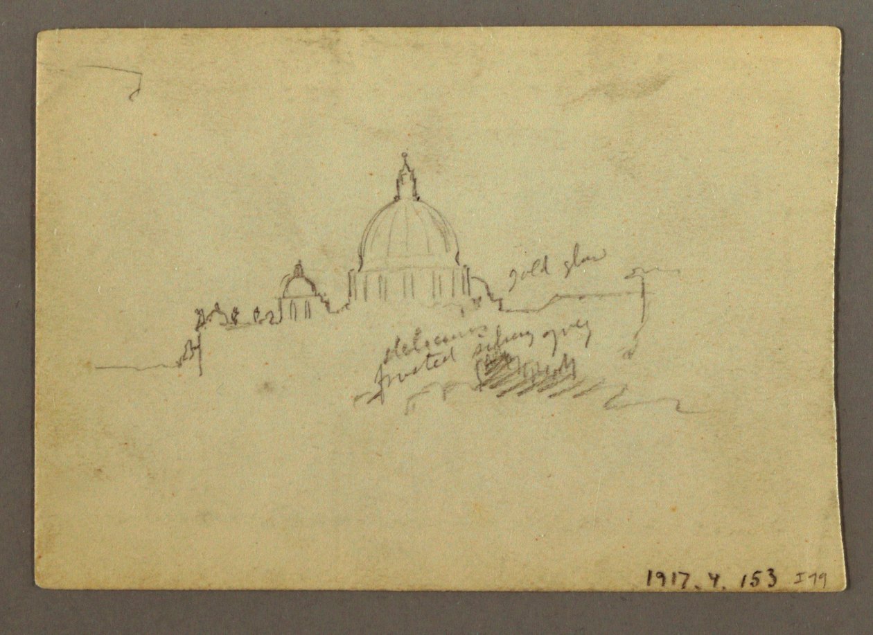Piirros, Kaukaisnäkymä Pietarinkirkon kupolista, Rooma, Italia, tammikuu 1869. tekijältä Frederic Edwin Church