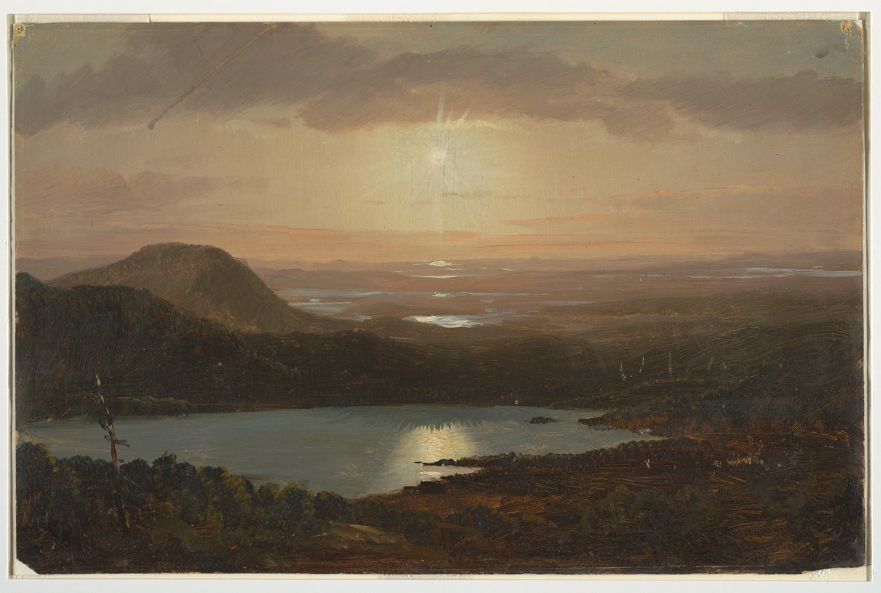 Piirros, Eagle Lake Cadillac Mountainilta katsottuna, Mount Desert Island, Maine, 1850-60. tekijältä Frederic Edwin Church