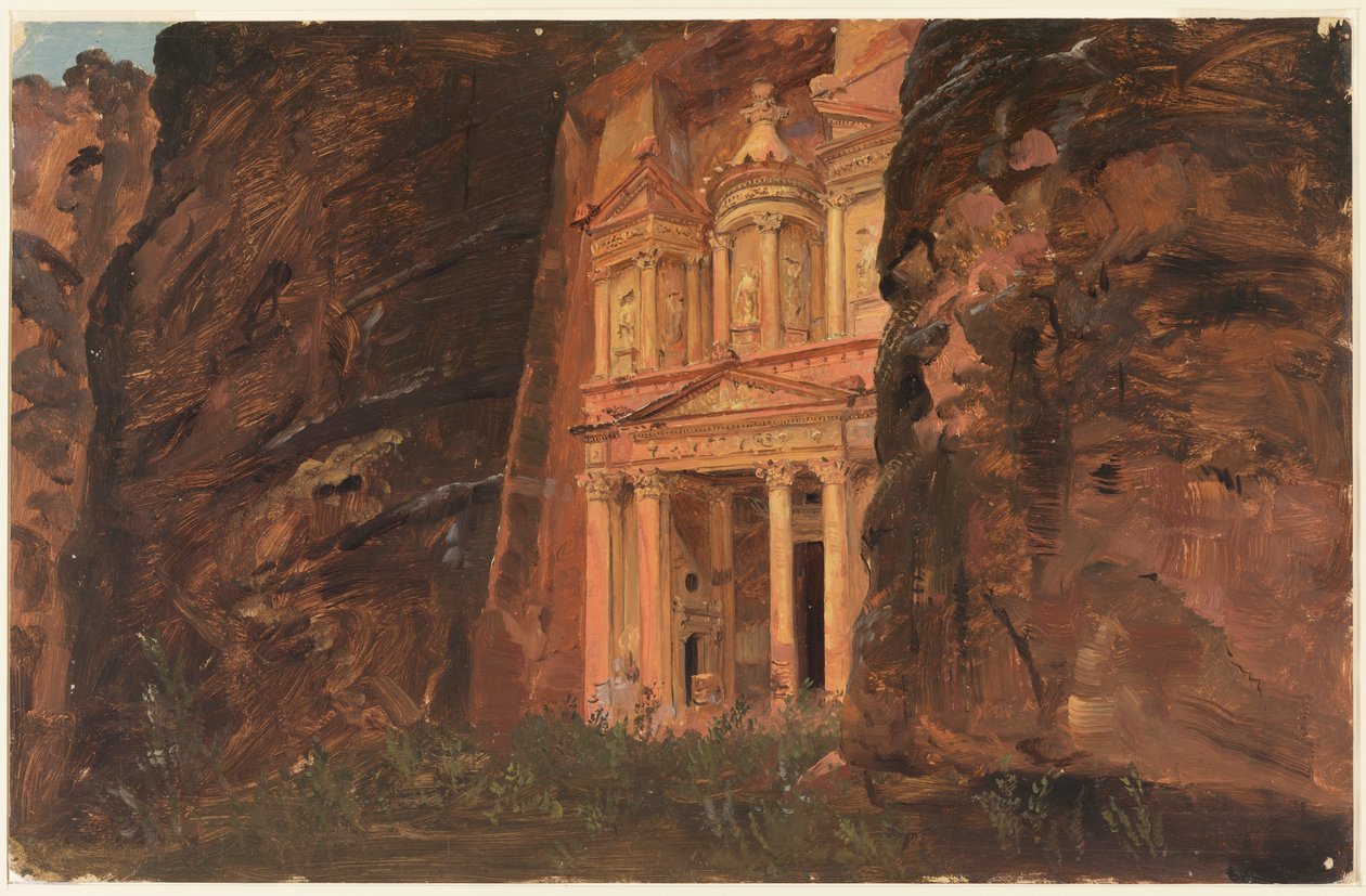 Piirros, El Khasneh, Petra, helmikuun loppu 1868. tekijältä Frederic Edwin Church