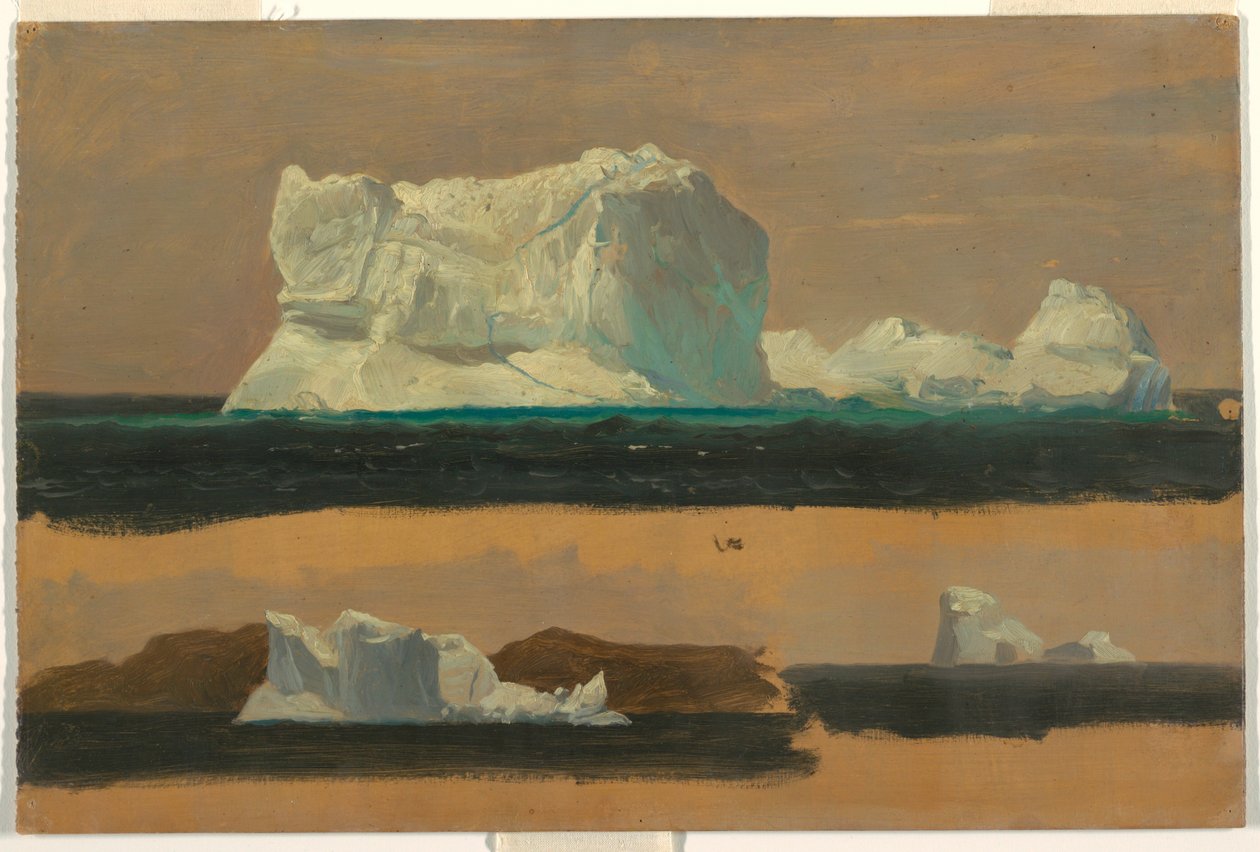Piirros, kelluvat jäävuoret, 4. heinäkuuta 1859. tekijältä Frederic Edwin Church