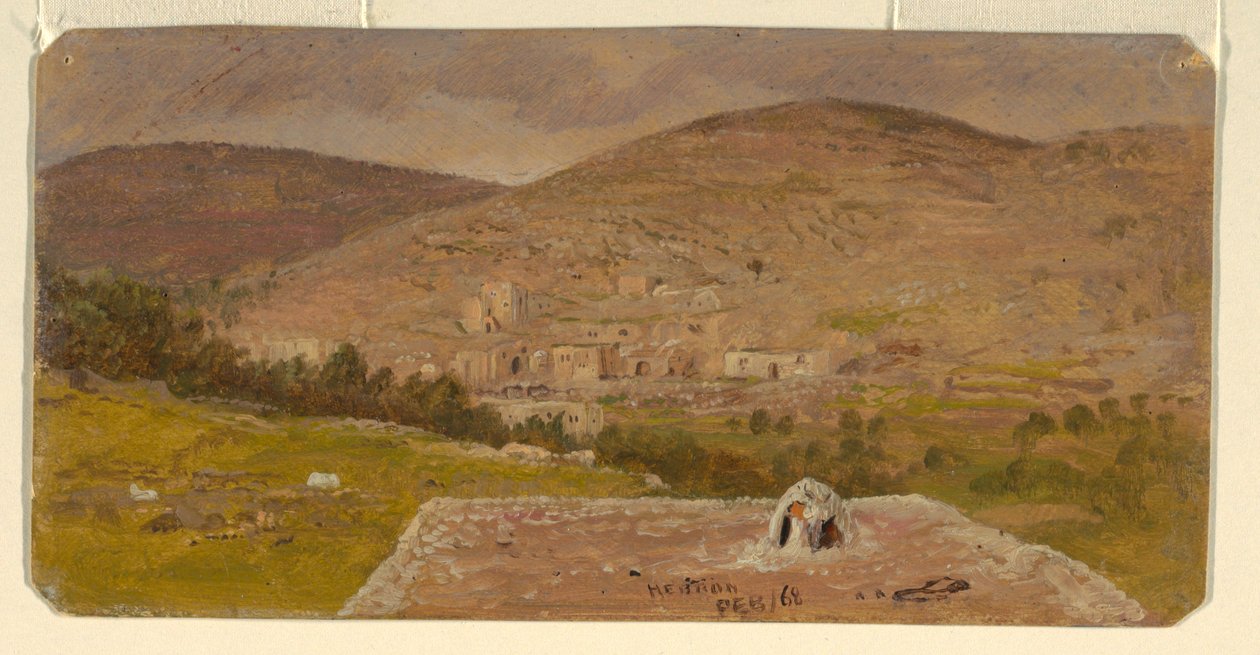 Piirros, Hebron, yleiskuva, helmikuu 1868 tekijältä Frederic Edwin Church