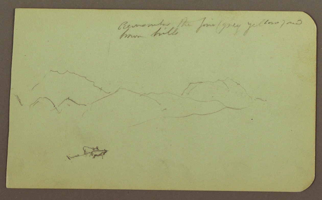 Piirros, kukkulat, karja; Kääntöpuoli: maisema, 1883. tekijältä Frederic Edwin Church