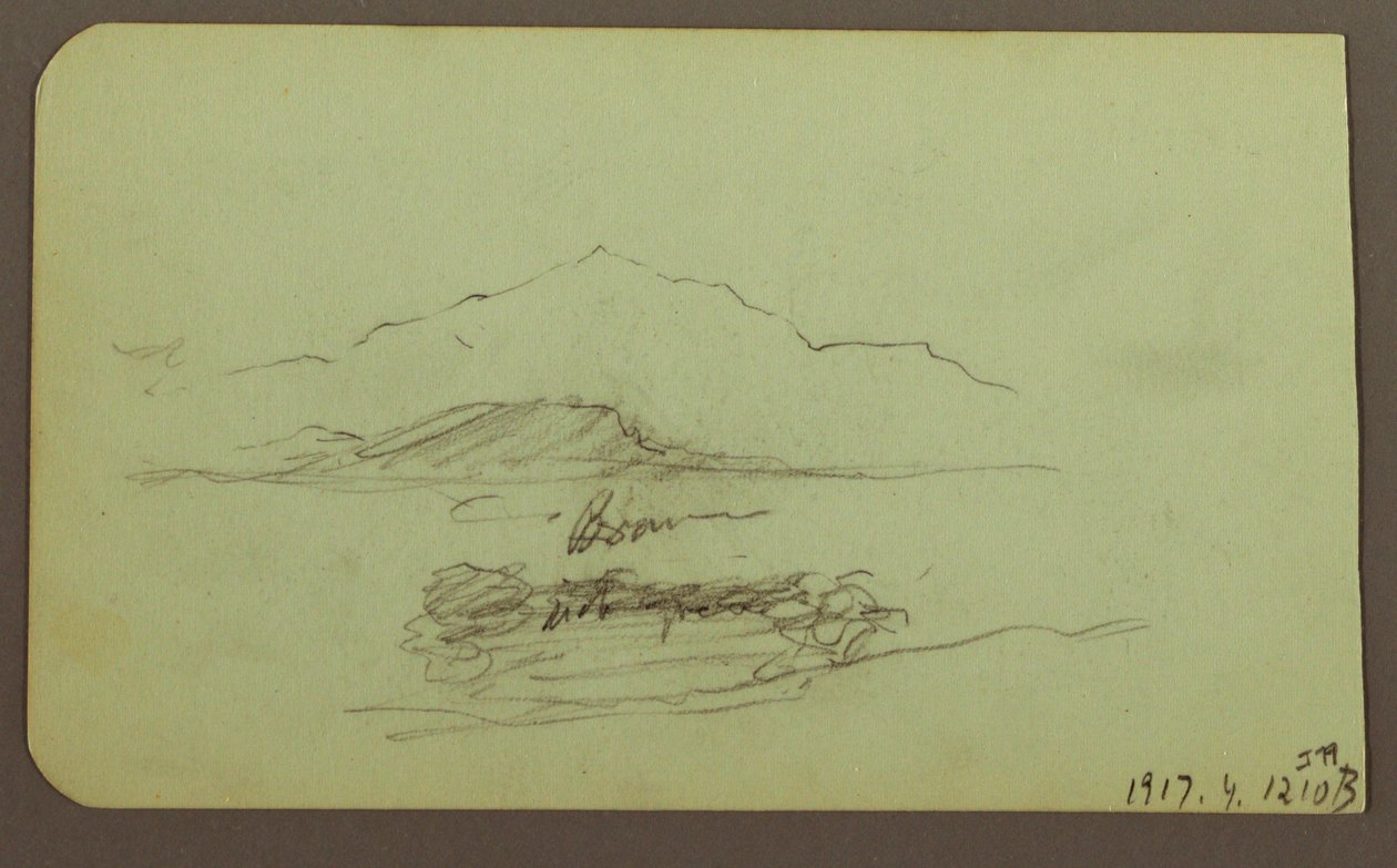 Piirros, kukkulat, karja; Kääntöpuoli: maisema, 1883. tekijältä Frederic Edwin Church