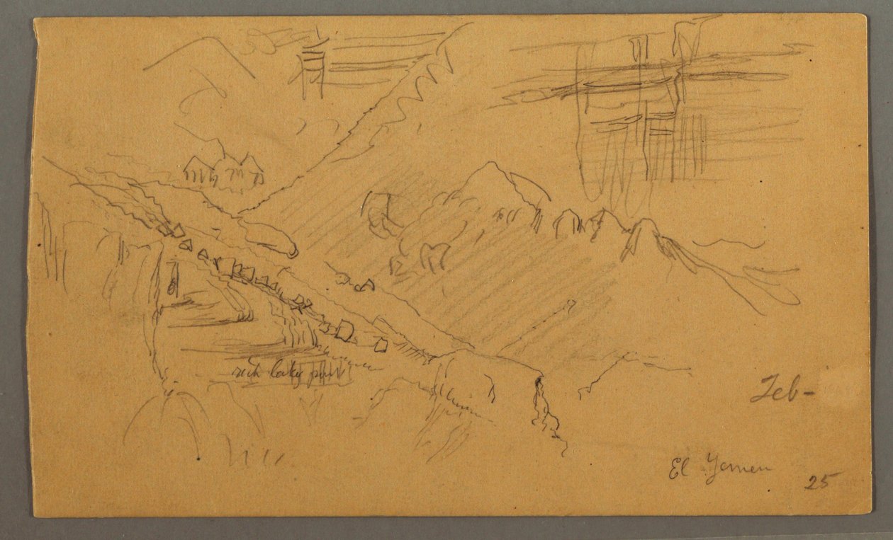 Piirros, Hillside, helmikuu 1869  tekijältä Frederic Edwin Church