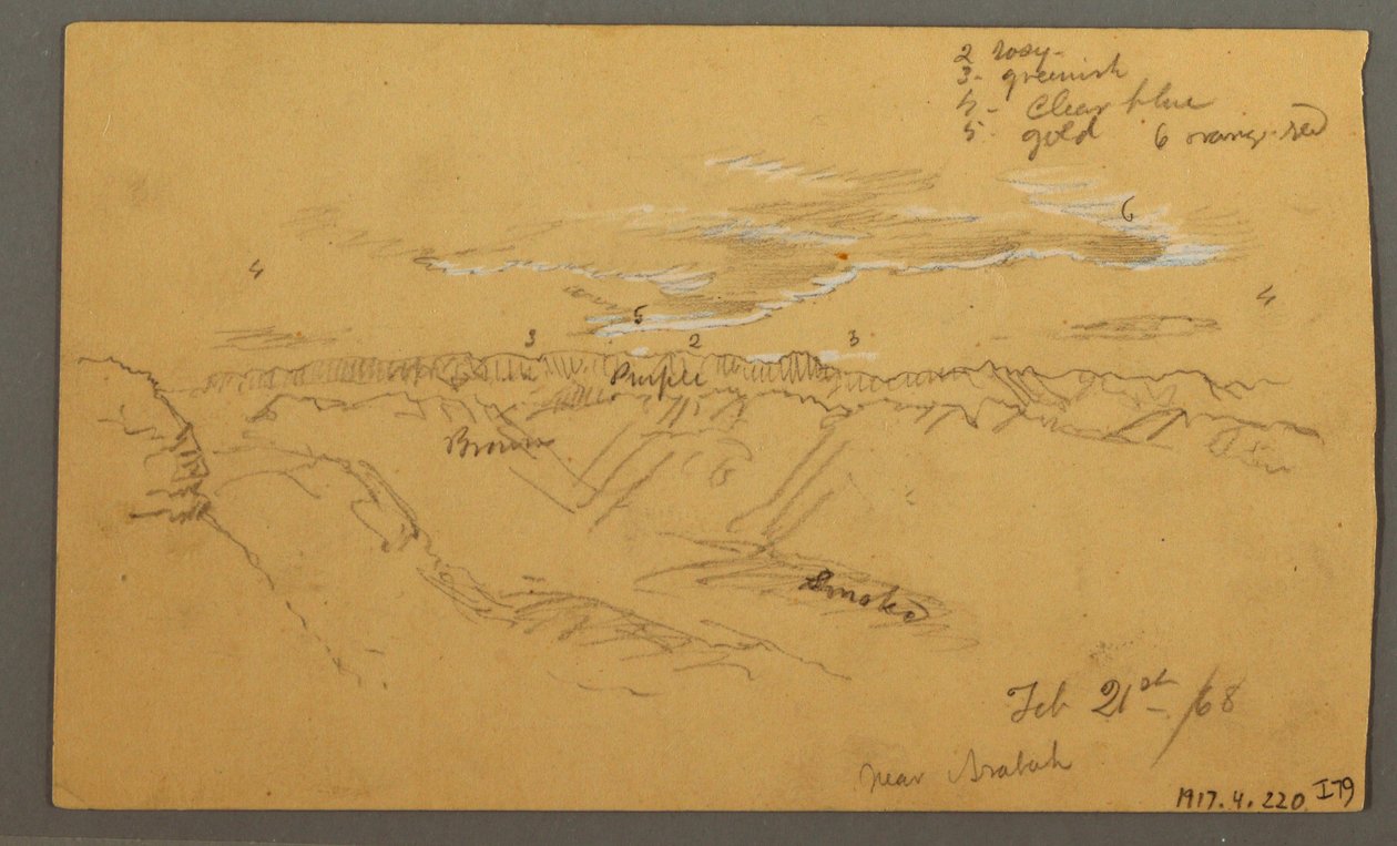Piirros, Hillside, helmikuu 1869  tekijältä Frederic Edwin Church