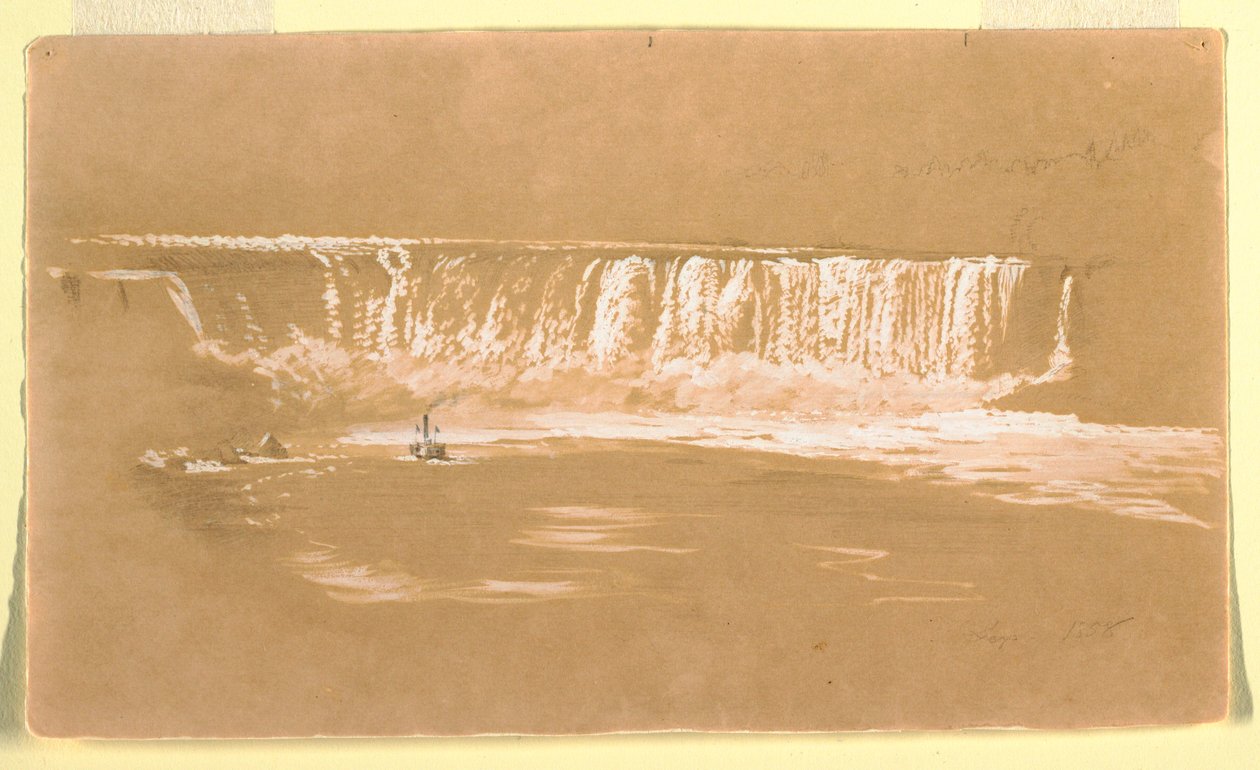 Piirros, Hevosenkengän putous pohjoisesta, Niagara, syyskuu 1858. tekijältä Frederic Edwin Church