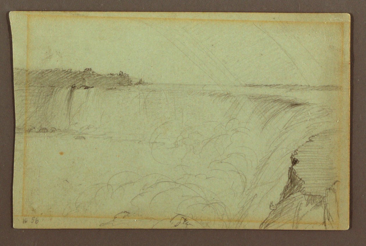 Piirros, Hevosenkengän putoukset ja kaksinkertainen sateenkaari, Niagara-joki, Kanada, 1856. tekijältä Frederic Edwin Church