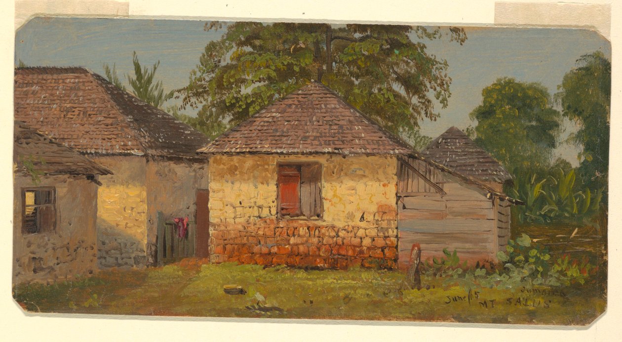 Piirros, taloja, "Salus-vuori", kesäkuu 1865. tekijältä Frederic Edwin Church