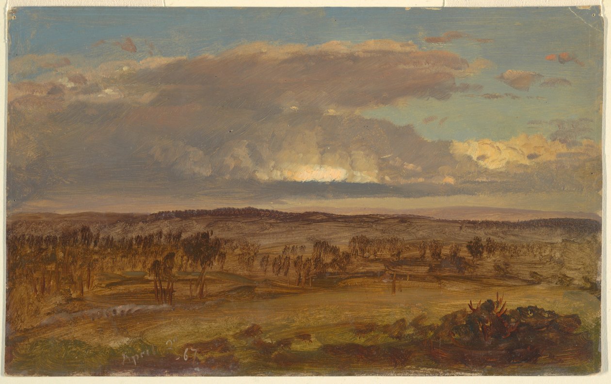 Piirros, Hudson Valley, huhtikuu 1867 tekijältä Frederic Edwin Church