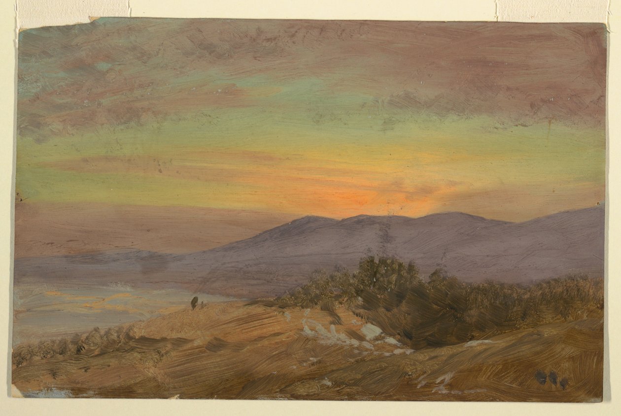 Piirros, Hudsonin laakso, auringonlasku, 1869-70 tekijältä Frederic Edwin Church