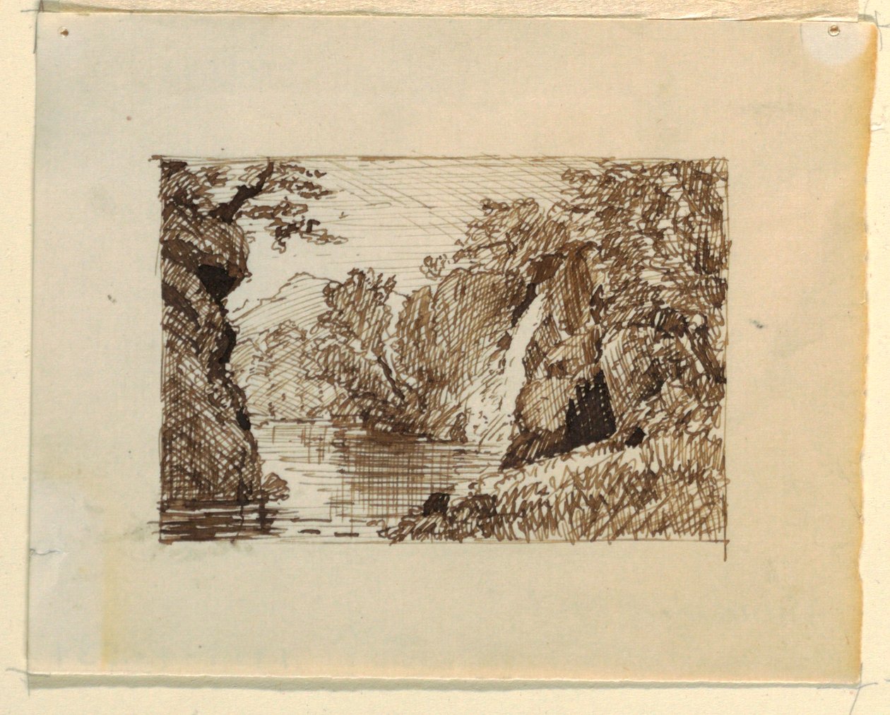 Piirros, Mielikuvitusmaisema, n. 1870-73. tekijältä Frederic Edwin Church