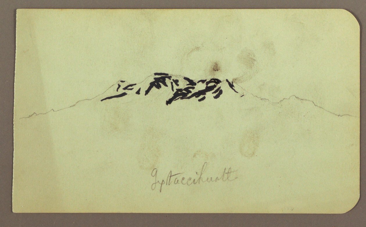 Piirros, Itaccihuatlin huiput; Kääntöpuoli: Leivinuuni, 1883 tekijältä Frederic Edwin Church
