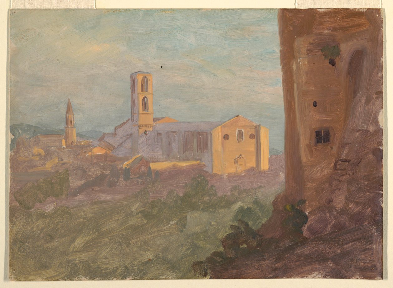 Piirros, italialainen tai sveitsiläinen kaupunki, 1868 tekijältä Frederic Edwin Church
