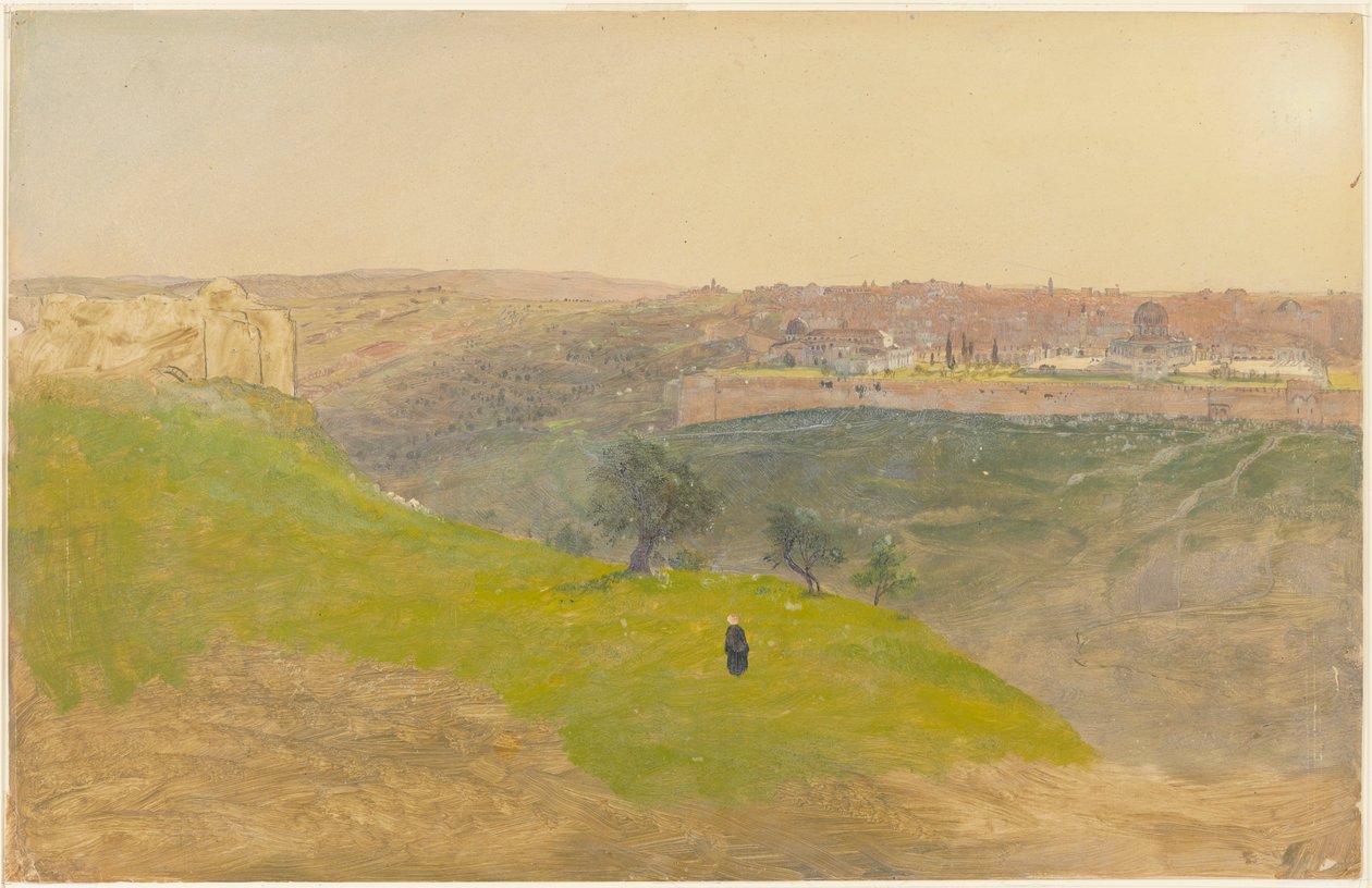 Piirros, Jerusalem Öljymäeltä, maaliskuu 1868. tekijältä Frederic Edwin Church