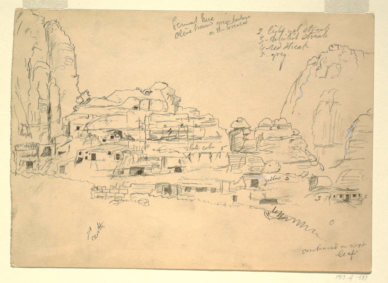 Piirros, Khirbet-en-Nasara, Petra, Jordania, 26. helmikuuta 1868. tekijältä Frederic Edwin Church