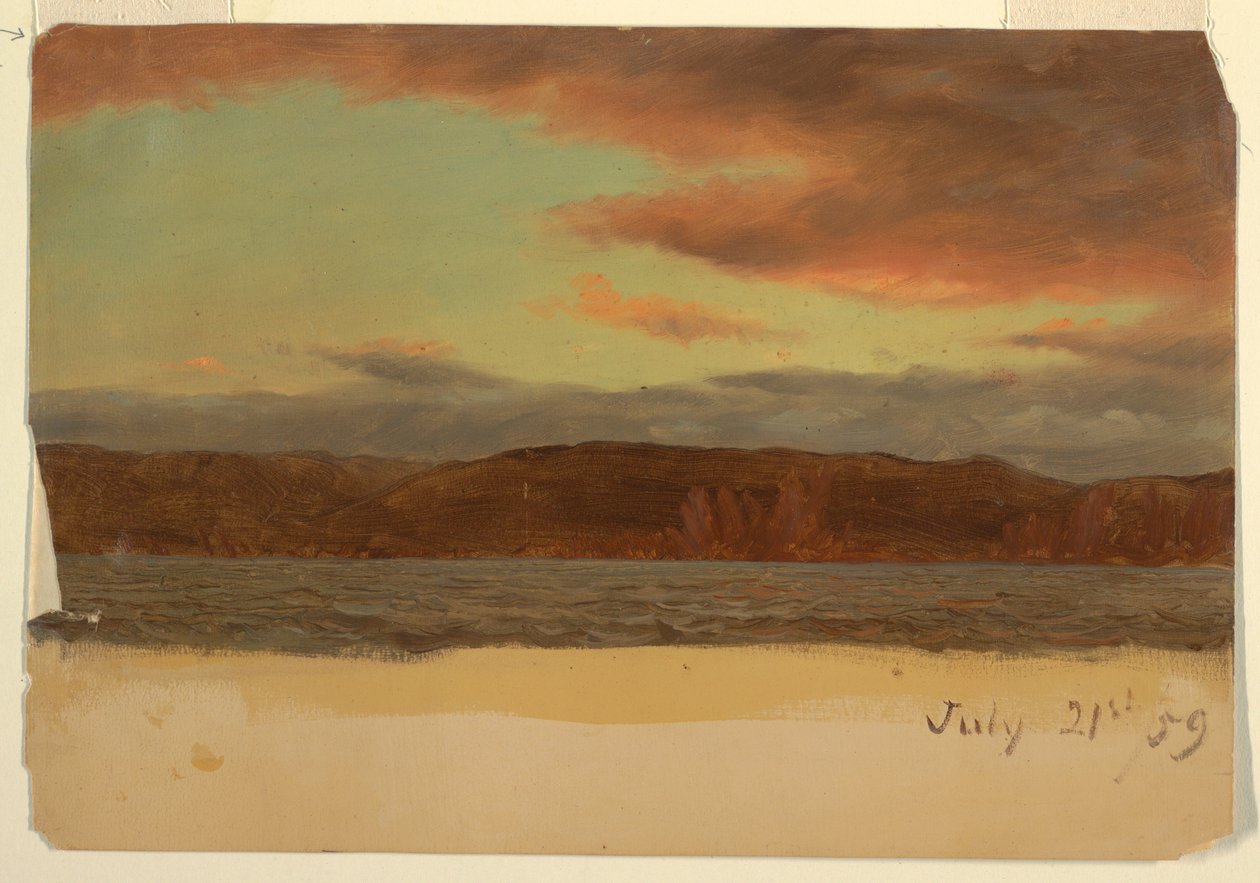 Piirros, Laborador tai Newfoundlandin rannikko, heinäkuu 1859. tekijältä Frederic Edwin Church