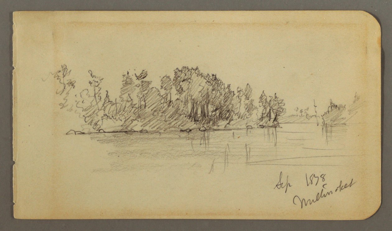 Piirros, Järvi ja metsäinen ranta, 1878 tekijältä Frederic Edwin Church