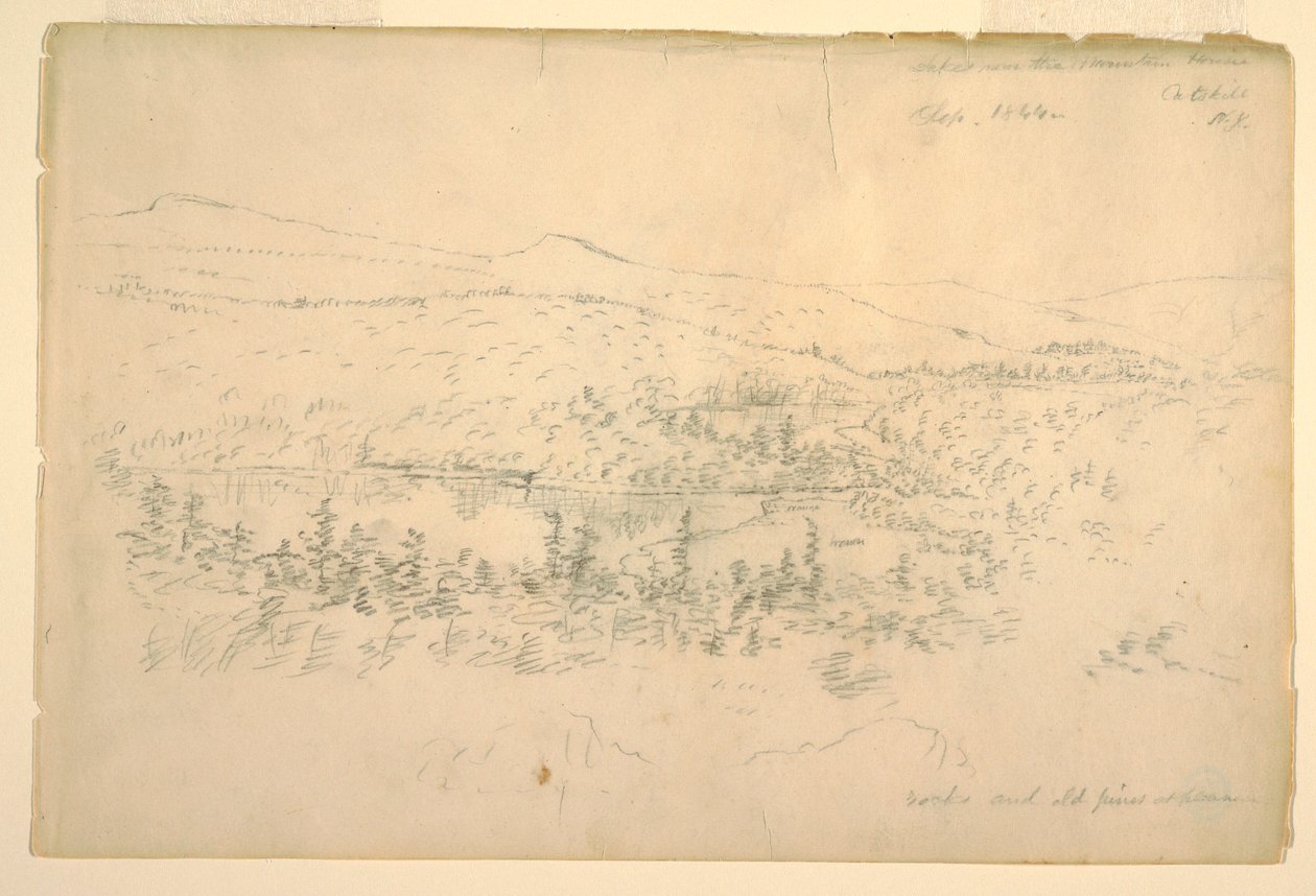 Piirros, järviä vuoristotalon lähellä, syyskuu 1844. tekijältä Frederic Edwin Church