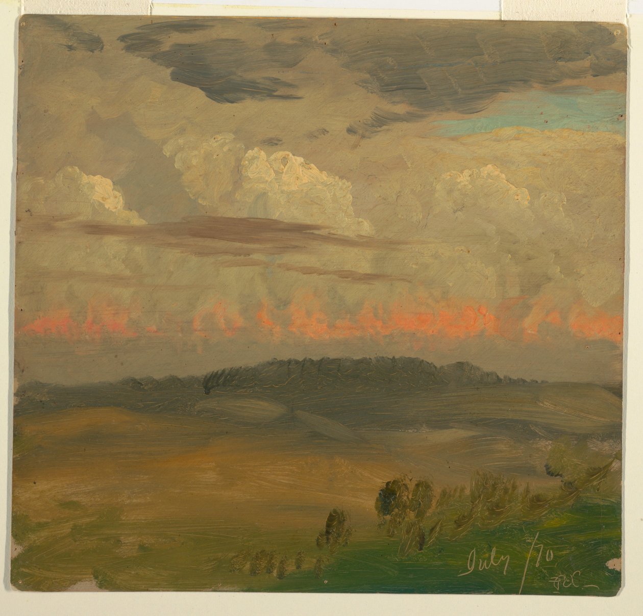 Piirros, maisema, Hudsonin laakso, heinäkuu 1870 tekijältä Frederic Edwin Church