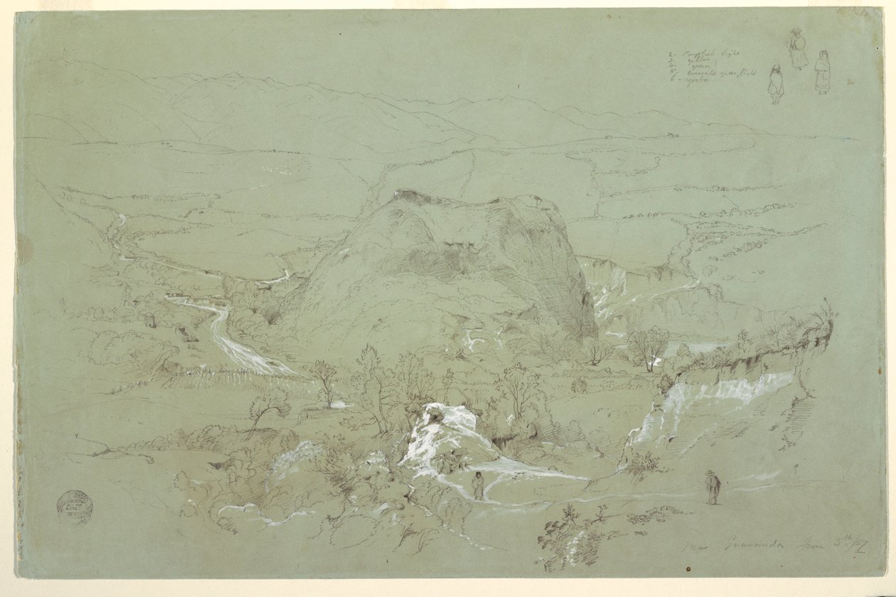 Piirros, Maisema Guarandan lähellä, Ecuador, 5. kesäkuuta 1857. tekijältä Frederic Edwin Church