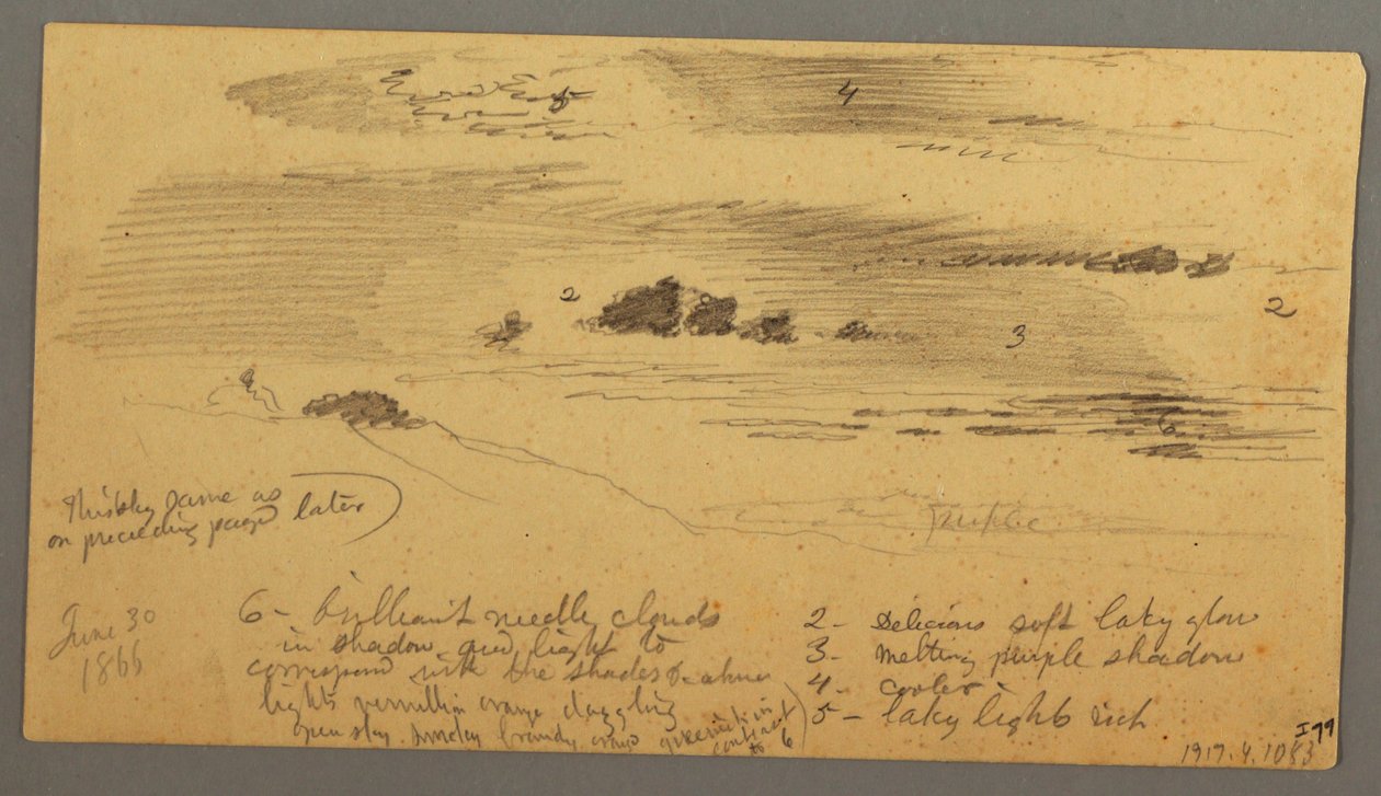 Piirros, maisemapiirros, Hudson Valley, New York, 30. kesäkuuta 1866. tekijältä Frederic Edwin Church