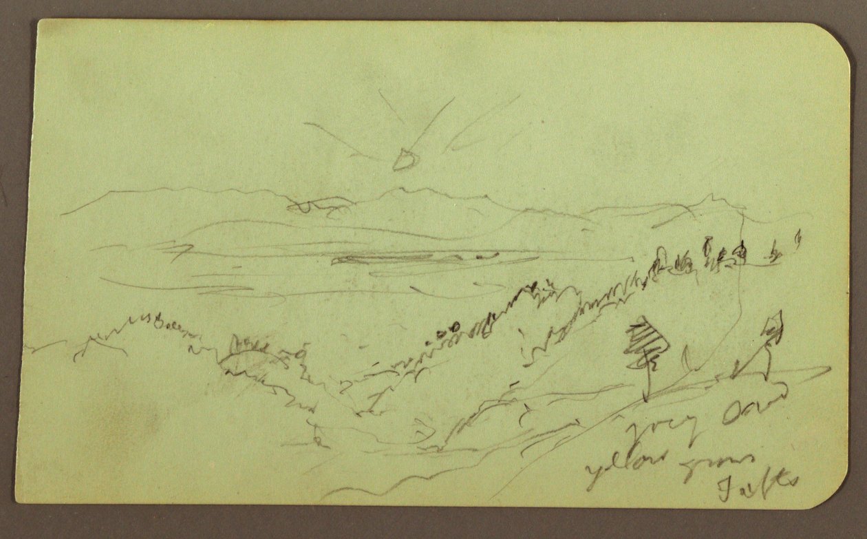Piirros, maisema; Kääntöpuoli: Hahmo, maisema, 1883. tekijältä Frederic Edwin Church