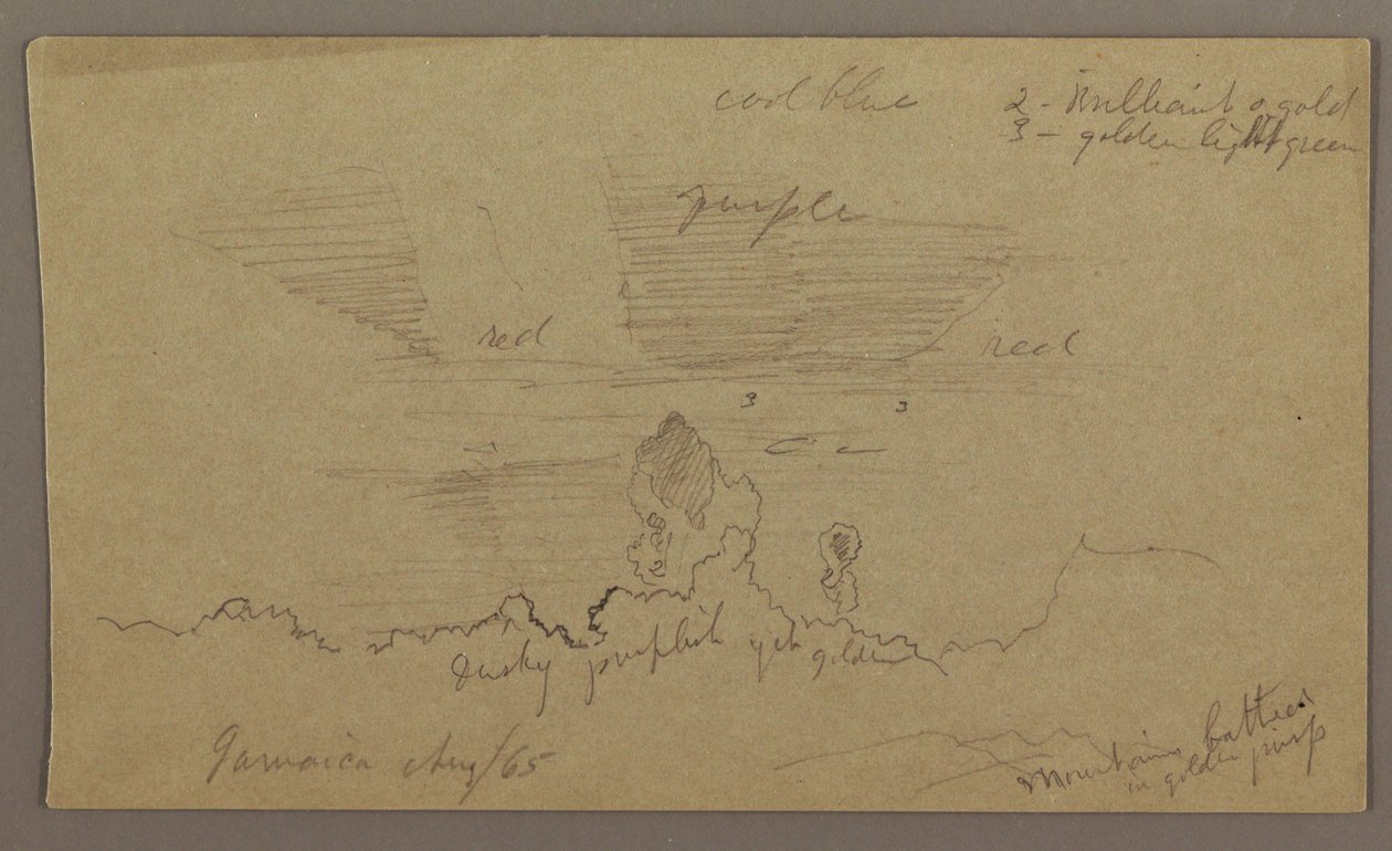 Piirros, maisema; Kääntöpuoli: Taivas, elokuu 1865 tekijältä Frederic Edwin Church