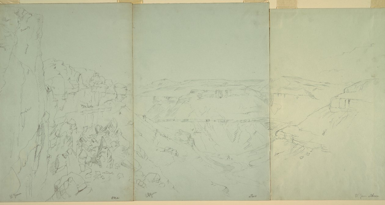Piirros, Maisema El Yemanissa, 1868 tekijältä Frederic Edwin Church