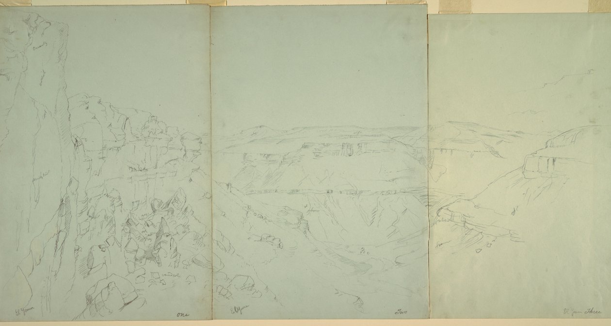 Piirros, Maisema El Yemanissa, 1868 tekijältä Frederic Edwin Church