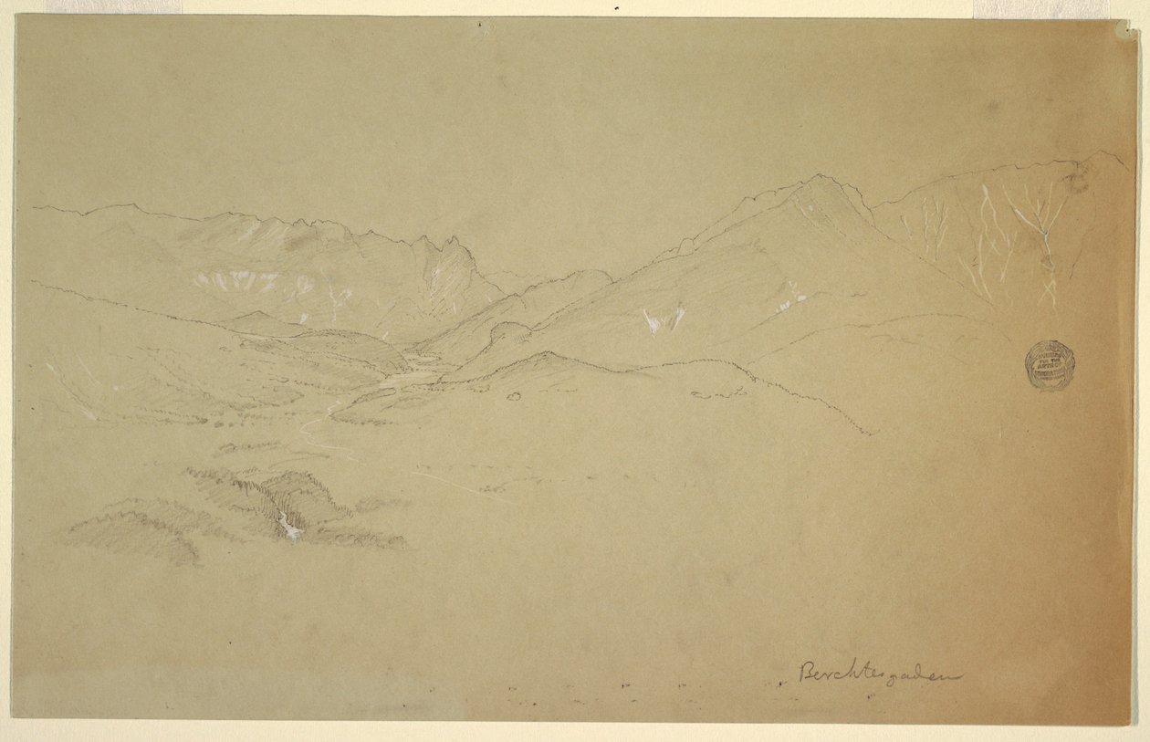 Piirros, Maisema Berchtesgadenin lähellä, kesä-heinäkuu 1868. tekijältä Frederic Edwin Church