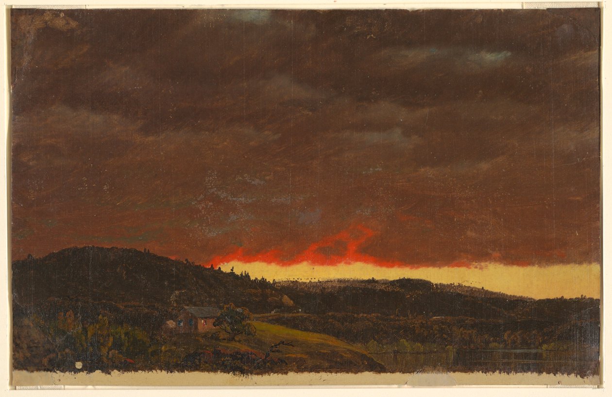 Piirros, maisema, auringonlasku, n. 1845 tekijältä Frederic Edwin Church