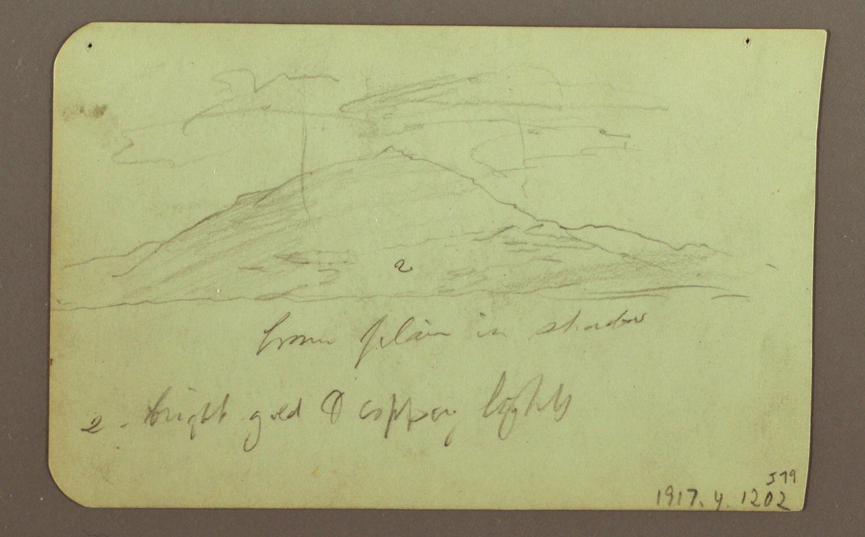 Piirros, maisema pilvineen; Kääntöpuoli: Vuori, 1883 tekijältä Frederic Edwin Church