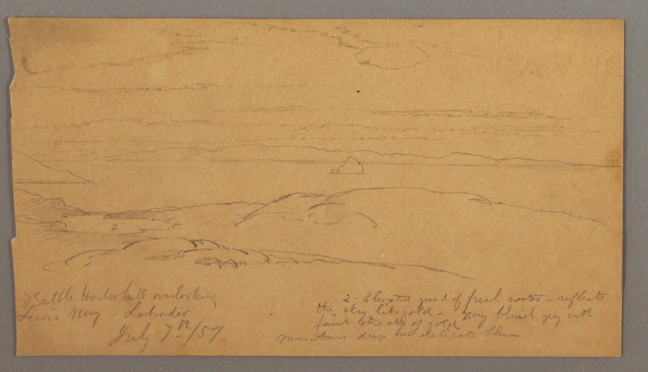 Piirros, Louis Bay, Labrador, 7. heinäkuuta 1859. tekijältä Frederic Edwin Church