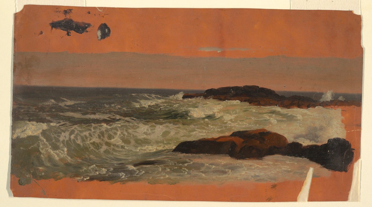 Piirros, Mainen rannikko, surffaus, n. 1850 tekijältä Frederic Edwin Church