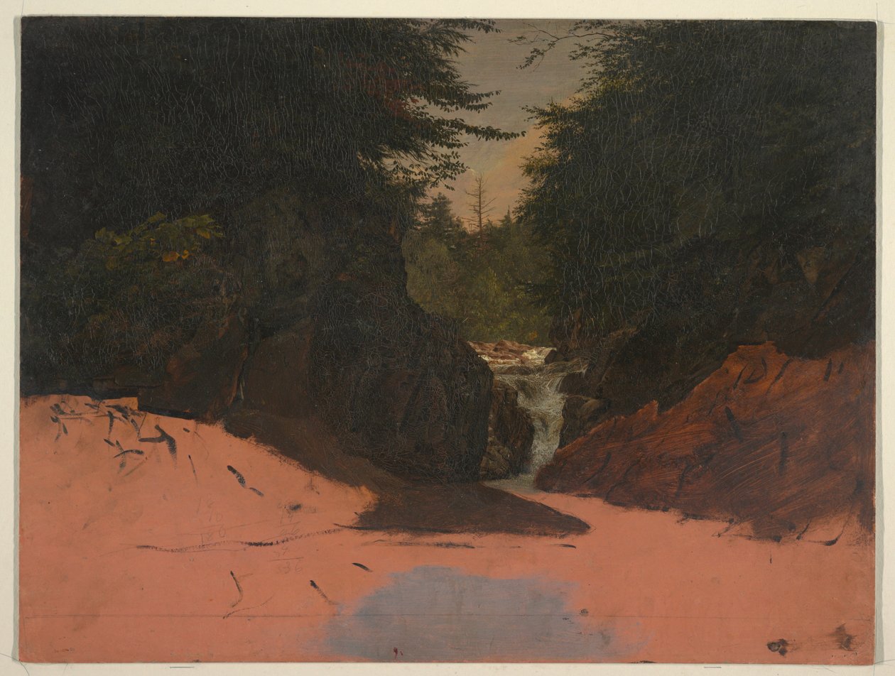 Piirros, Maine, Mountain Stream, elo-syyskuu 1851 tekijältä Frederic Edwin Church