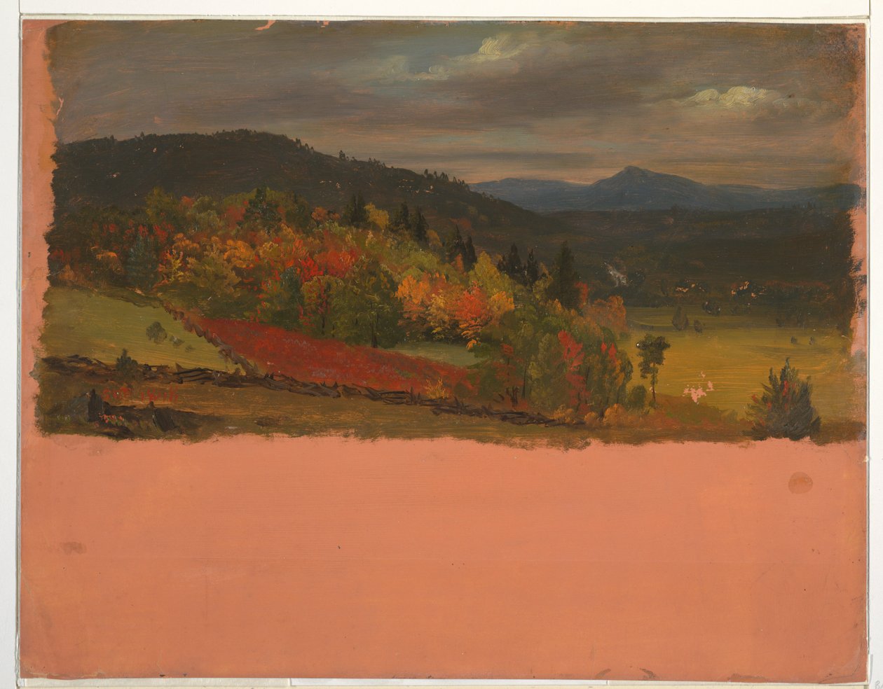 Piirustus, Maine tai Stockbridge, Massachusetts, näkymä, syyskuu 1848. tekijältä Frederic Edwin Church