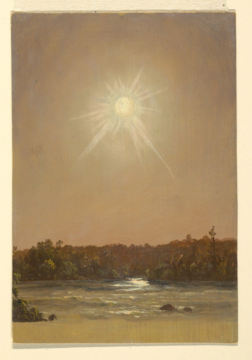 Piirros, Maine , auringonlasku, 1855-65. tekijältä Frederic Edwin Church