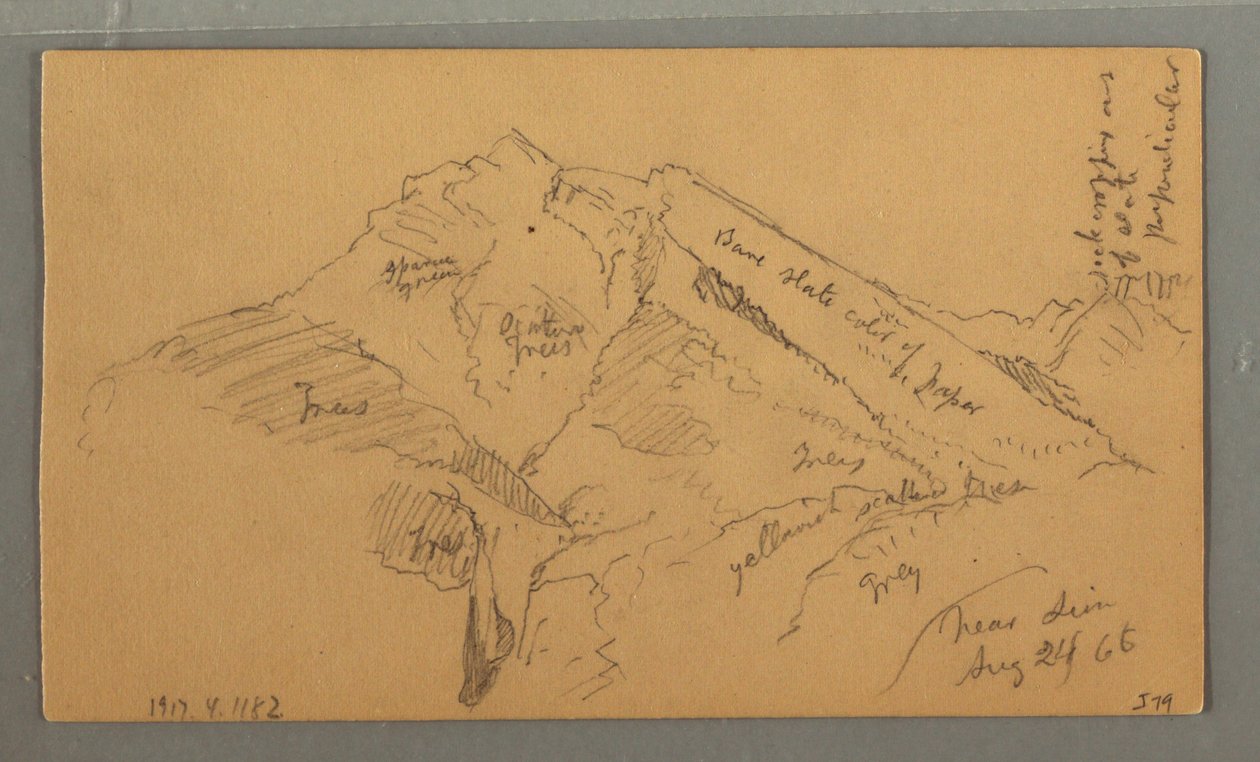 Piirustus, Keskiaikainen linna, talon kaskadi, 24. elokuuta 1868. tekijältä Frederic Edwin Church