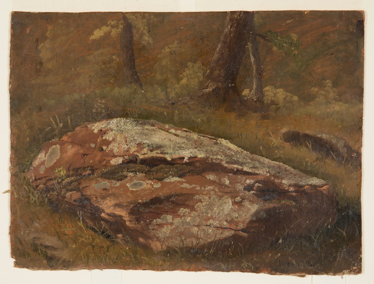 Piirros, Mossy Rock, elokuu 1845 tekijältä Frederic Edwin Church