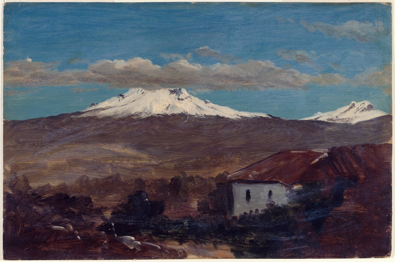 Piirros, Chimborazo-vuori Riobambasta, Ecuador, 1857. tekijältä Frederic Edwin Church