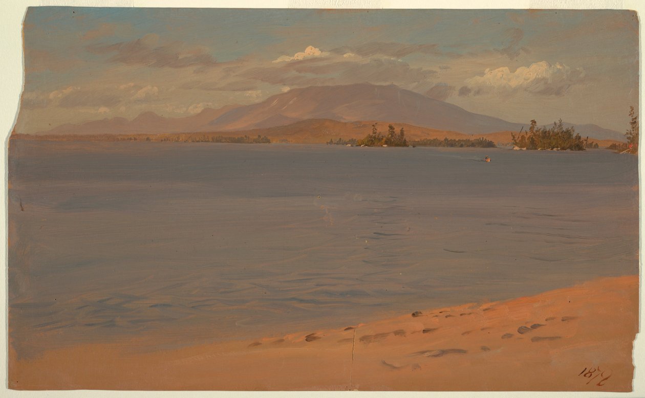 Piirros, Katahdin-vuori Millinocket-järveltä, 1878. tekijältä Frederic Edwin Church