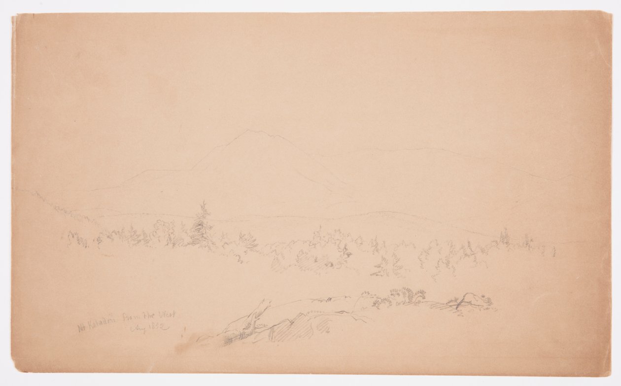 Piirros, "Mount Katahdin from the West" [Katahdin-vuorta kohti länteen katsoen], elokuu 1852. tekijältä Frederic Edwin Church